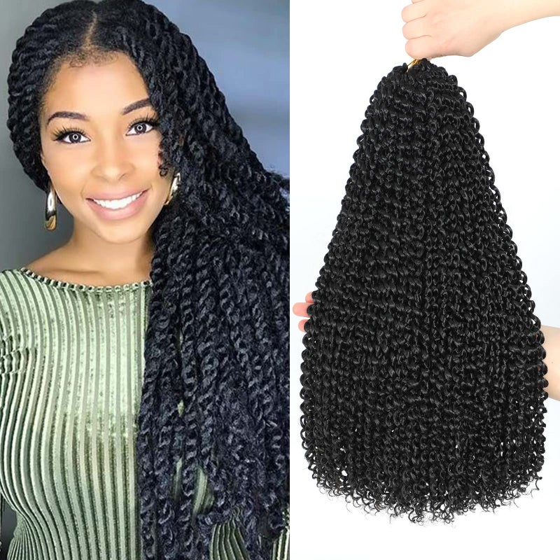 Dansama 7 Packs Passion Twist Hair Water Wave Braiding Hair for Butterfly Style Crochet Braids Bohemian Hair Extensions (18inch (Pack of 7), #1B) - Image 1